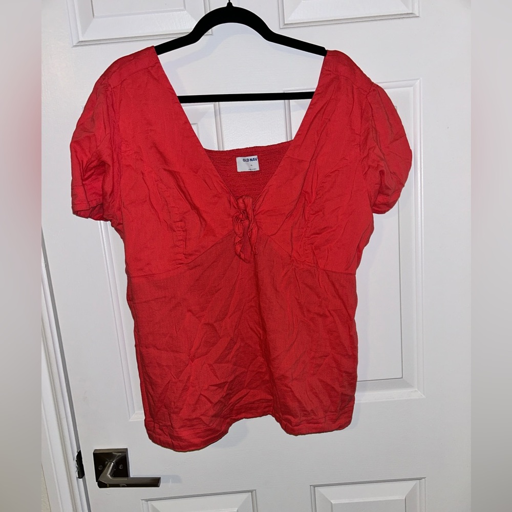 Coral tie front shirt